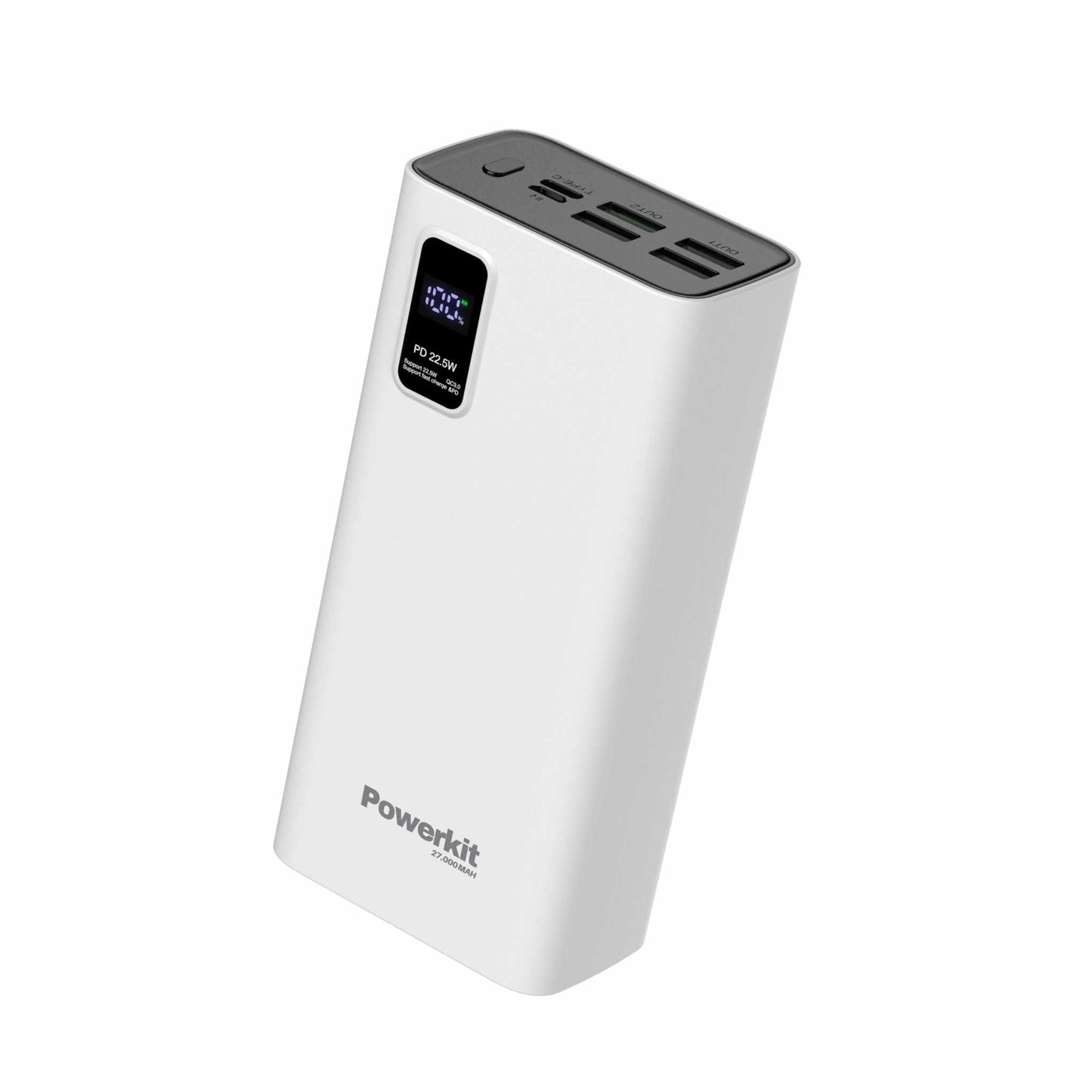Powerbank 27.000 mAh - hurtigopladning - indbygget display