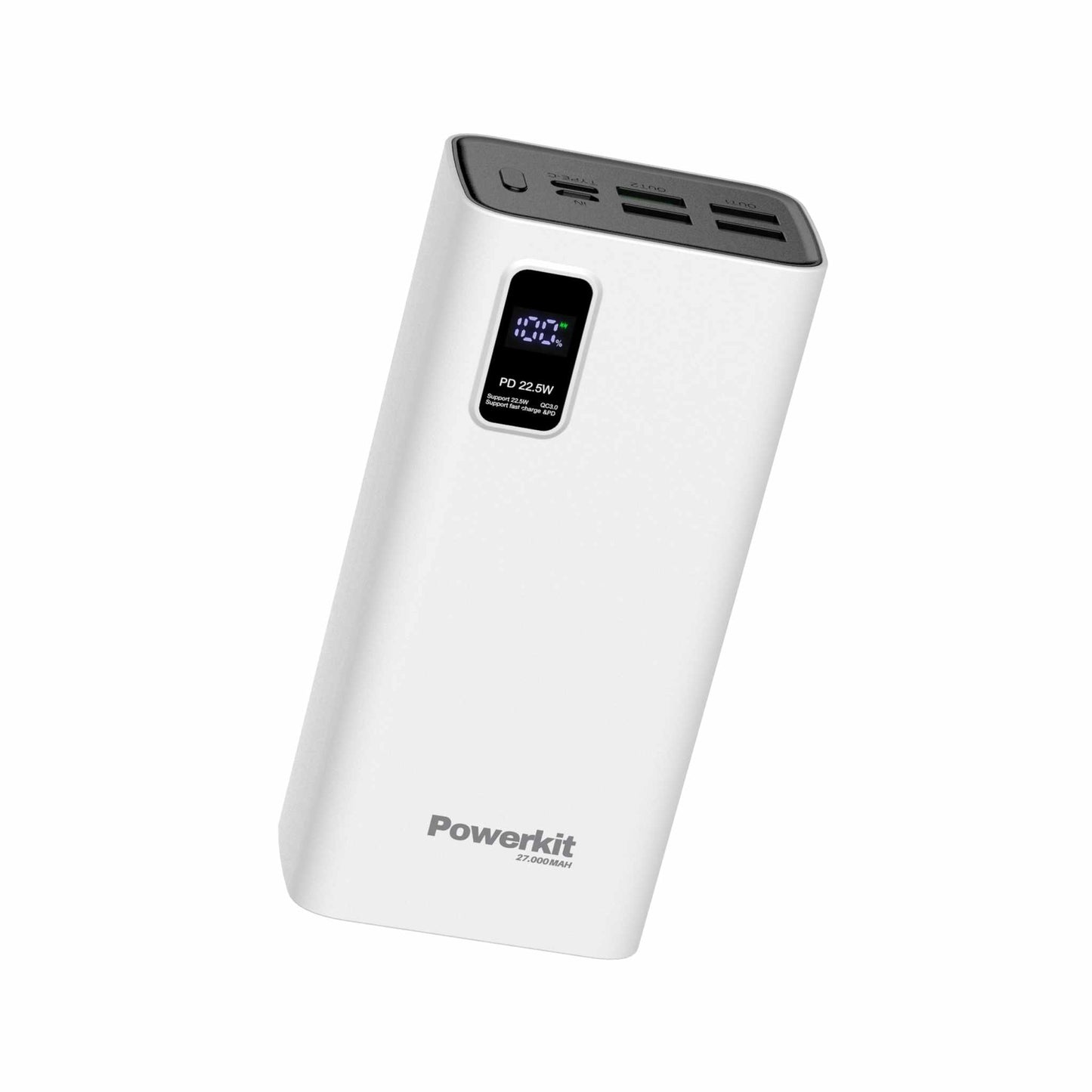 Powerbank 27.000 mAh - hurtigopladning - indbygget display