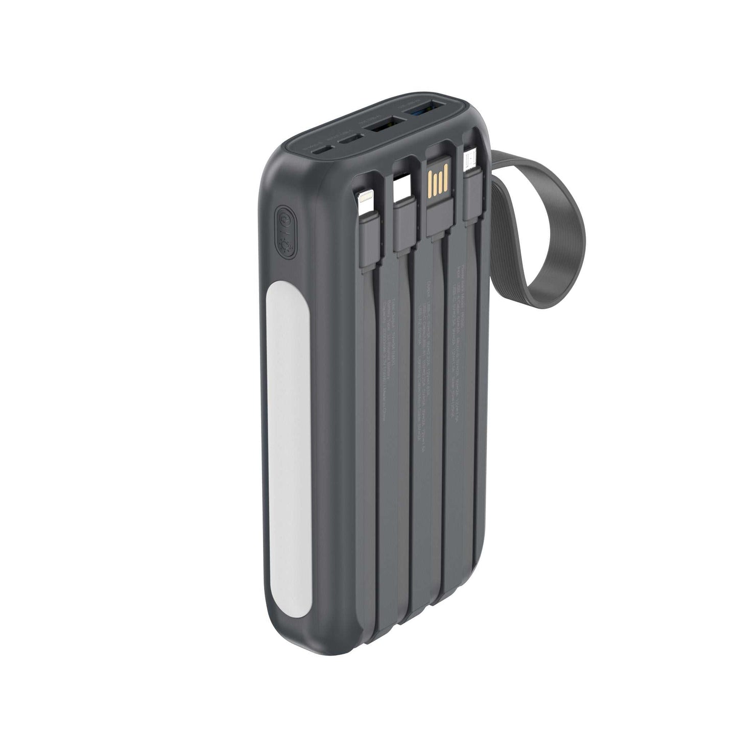 Powerbank 20.000 mAh - hurtigopladning - indbygget solceller og kabler