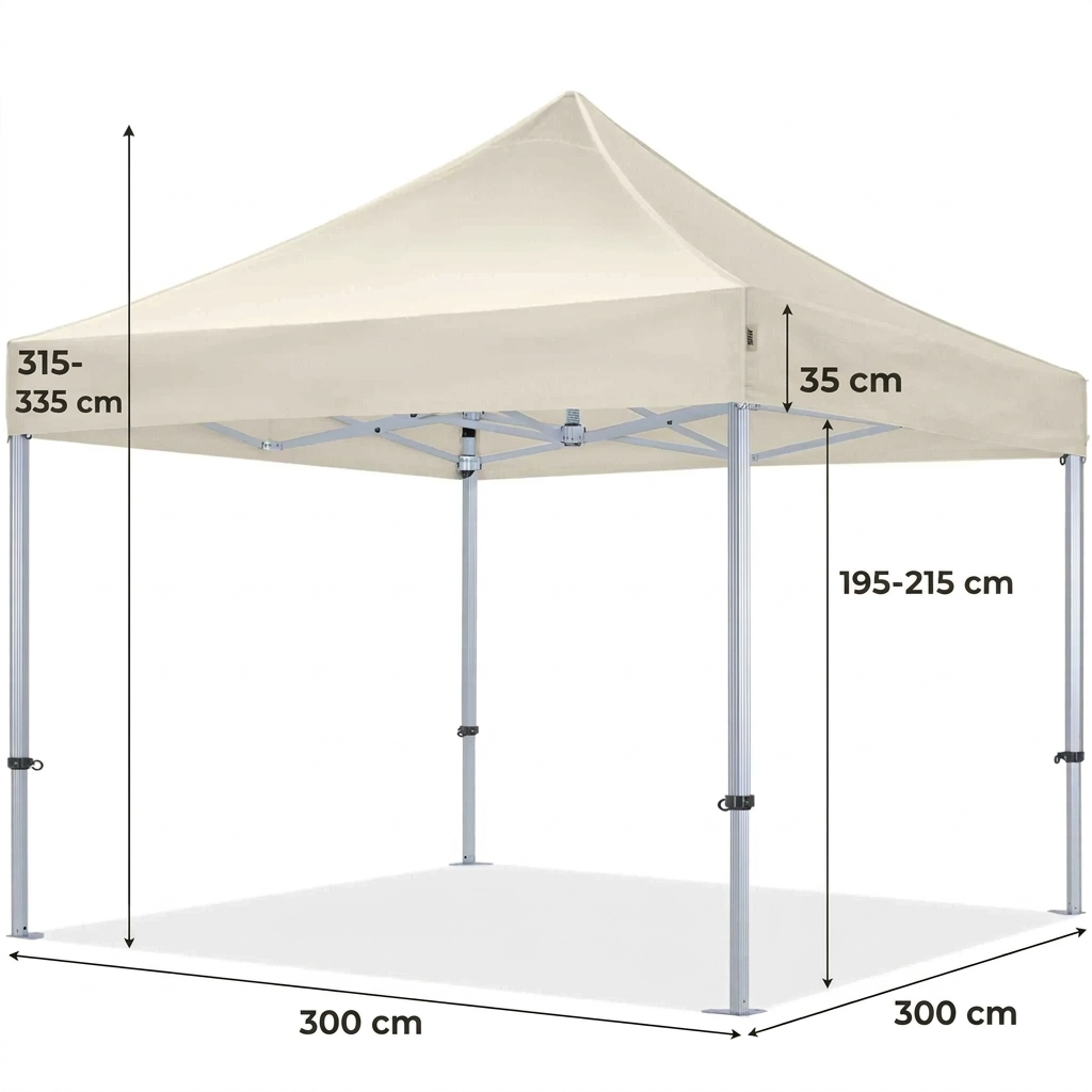Pavillon Easy Up - 3x3m - Sekskantet aluminium - Professionel
