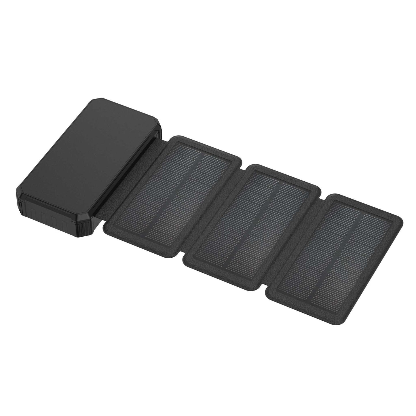 Powerbank 20.000 mAh - hurtigopladning - Stort solpanel og kabler