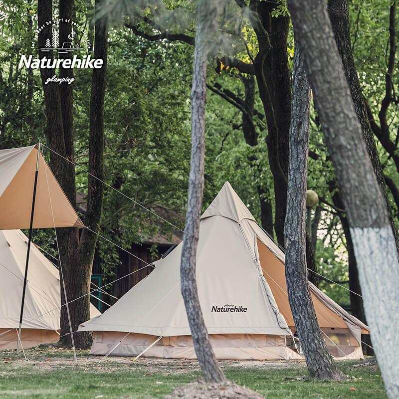 Glamping tipi telt - 6.4 i skovmiljø, bomuldsstof, plads til 5 personer, vandtæt op til 6000mm.