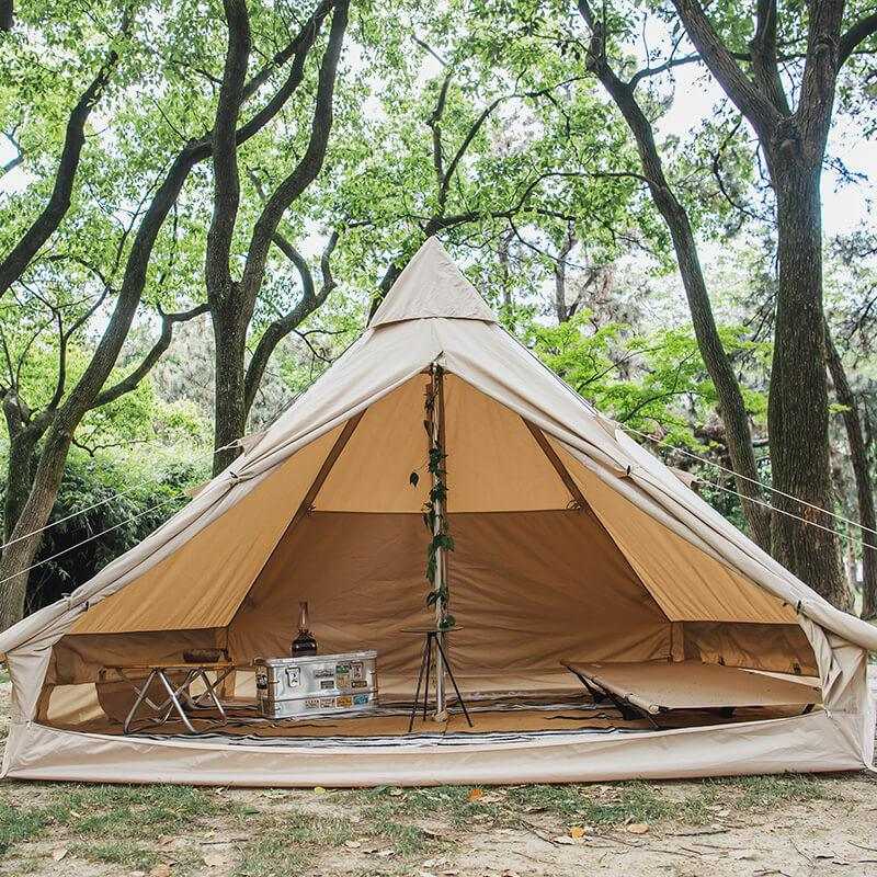 Glamping tipi telt for 5, vandtæt bomuld, Naturehike, 6000mm vandsøjletryk.