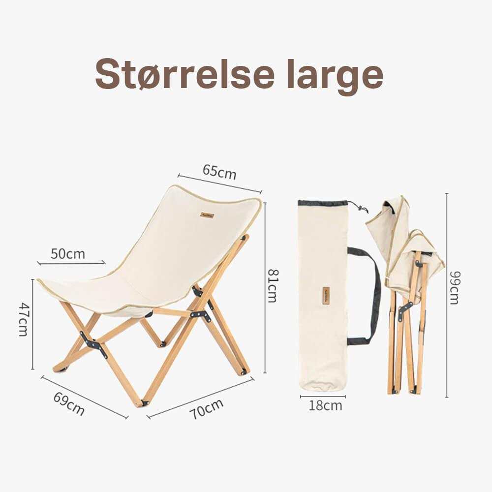 Træstol glamping version, large size, foldable design.