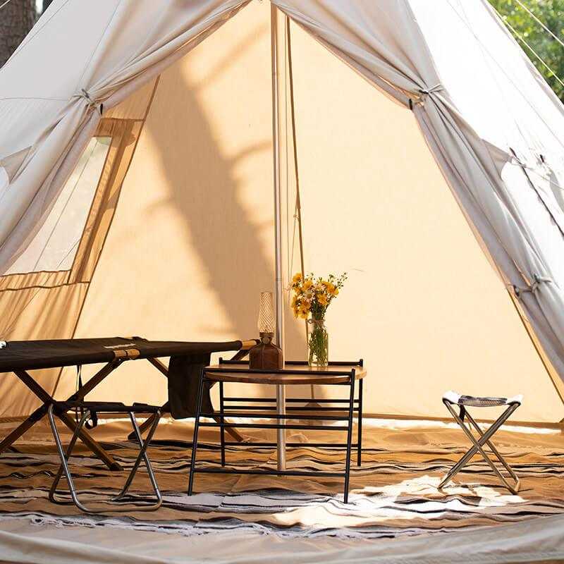 Glamping tipi tent Naturehike, spacious cotton 9.6, 6000mm waterproof, 6-person capacity.